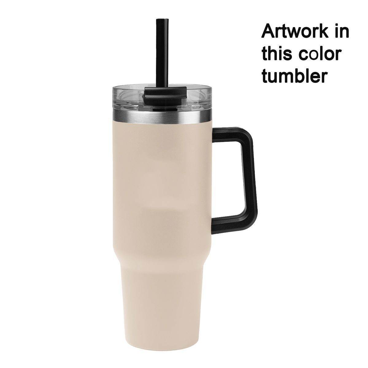 Personalized 40 oz Tumbler Two Tone with Handle and Straw - Laser Engraved Logo