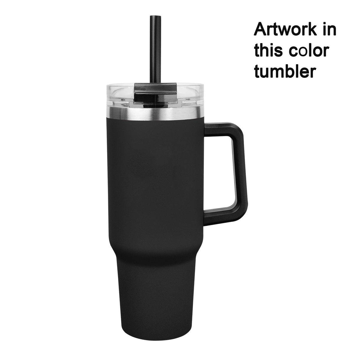 Personalized 40 oz Tumbler Two Tone with Handle and Straw - Laser Engraved Logo