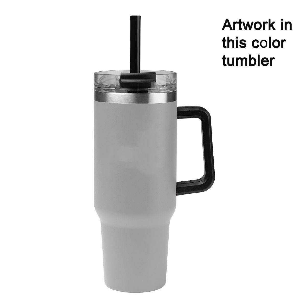 Personalized 40 oz Tumbler Two Tone with Handle and Straw - Laser Engraved Logo