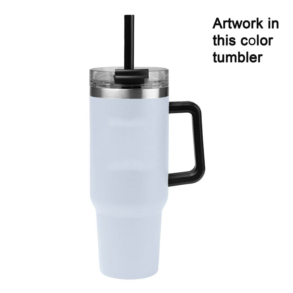 Personalized 40 oz Tumbler Two Tone with Handle and Straw - Laser Engraved Logo