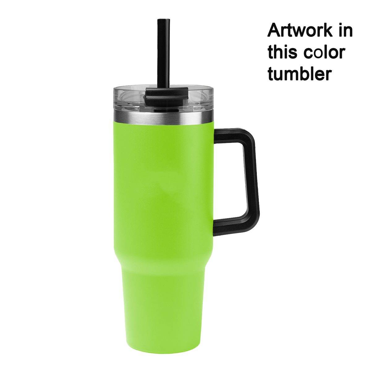 Personalized 40 oz Tumbler Two Tone with Handle and Straw - Laser Engraved Logo