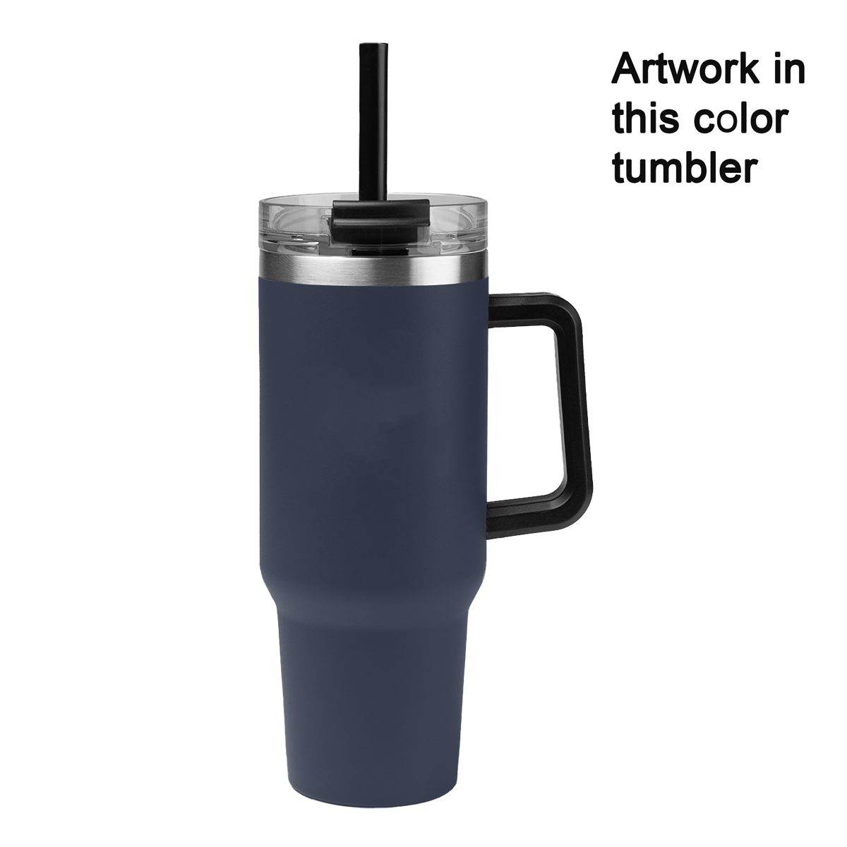 Personalized 40 oz Tumbler Two Tone with Handle and Straw - Laser Engraved Logo