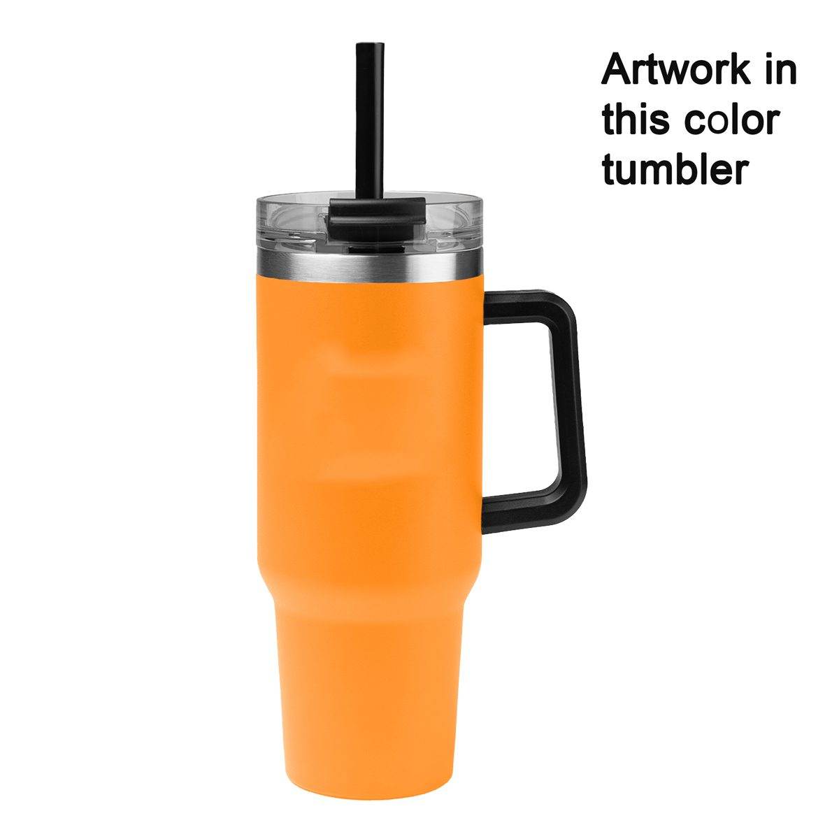 Personalized 40 oz Tumbler Two Tone with Handle and Straw - Laser Engraved Logo