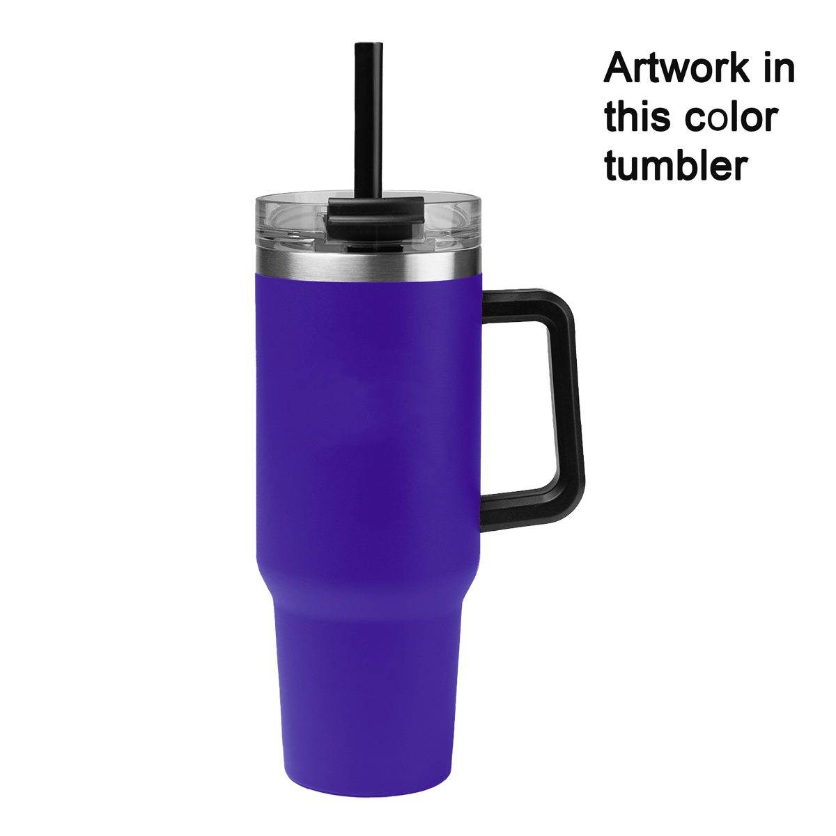 Personalized 40 oz Tumbler Two Tone with Handle and Straw - Laser Engraved Logo