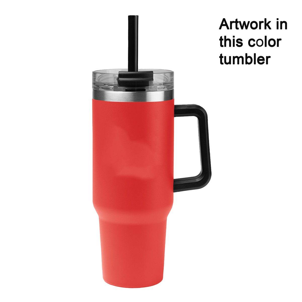 Personalized 40 oz Tumbler Two Tone with Handle and Straw - Laser Engraved Logo