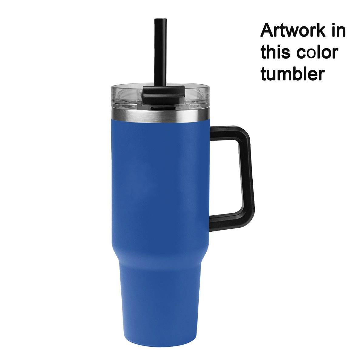 Personalized 40 oz Tumbler Two Tone with Handle and Straw - Laser Engraved Logo