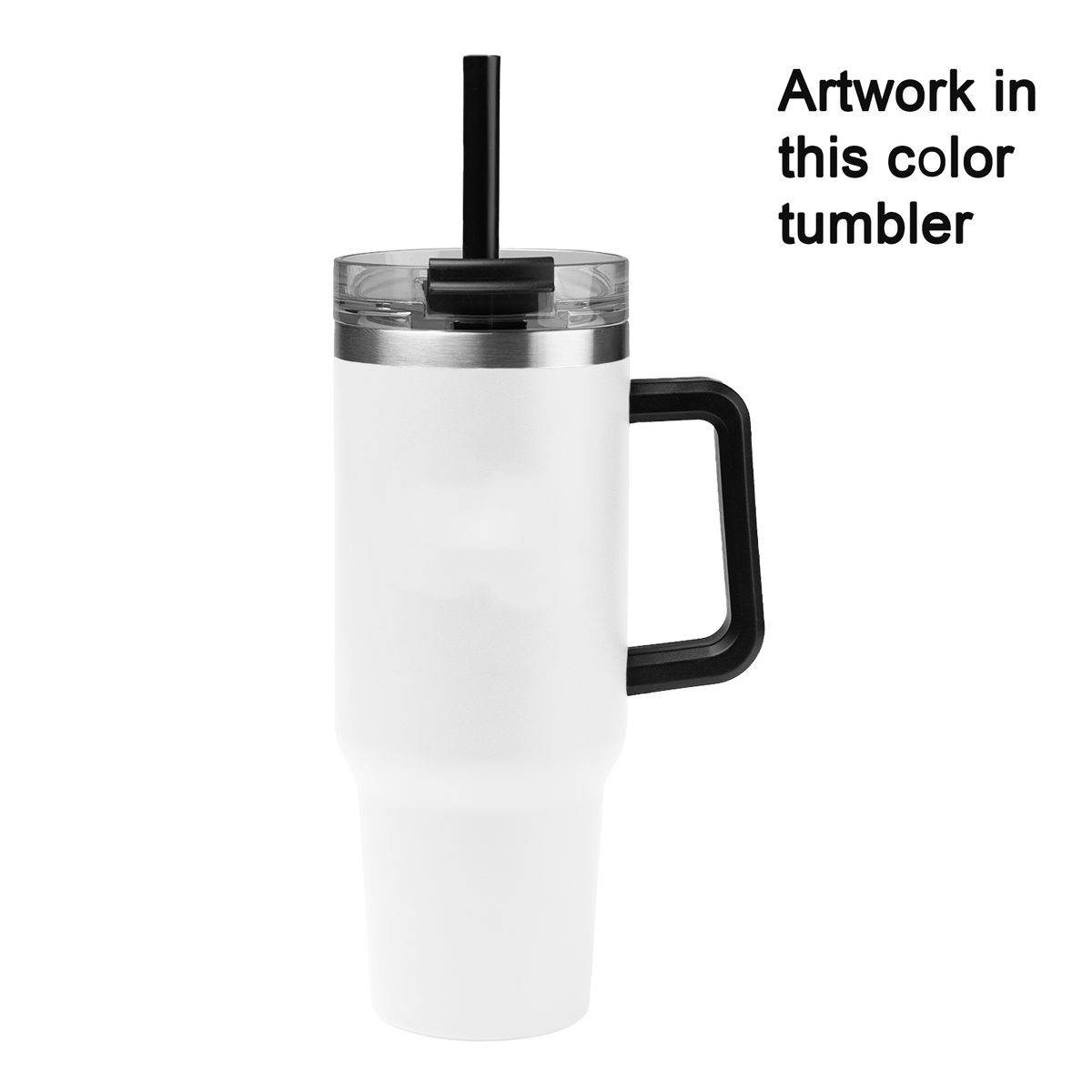 Personalized 40 oz Tumbler Two Tone with Handle and Straw - Laser Engraved Logo