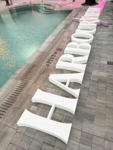 Custom Floating Pool Letters | Harbourview Miami Beach Event Custom Floating Pool Letters