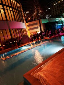 Custom Floating Pool Letters | Harbourview Miami Beach Event Harbourview Floating Pool Letters Illuminated At The St. Regis Miami Beach Pool