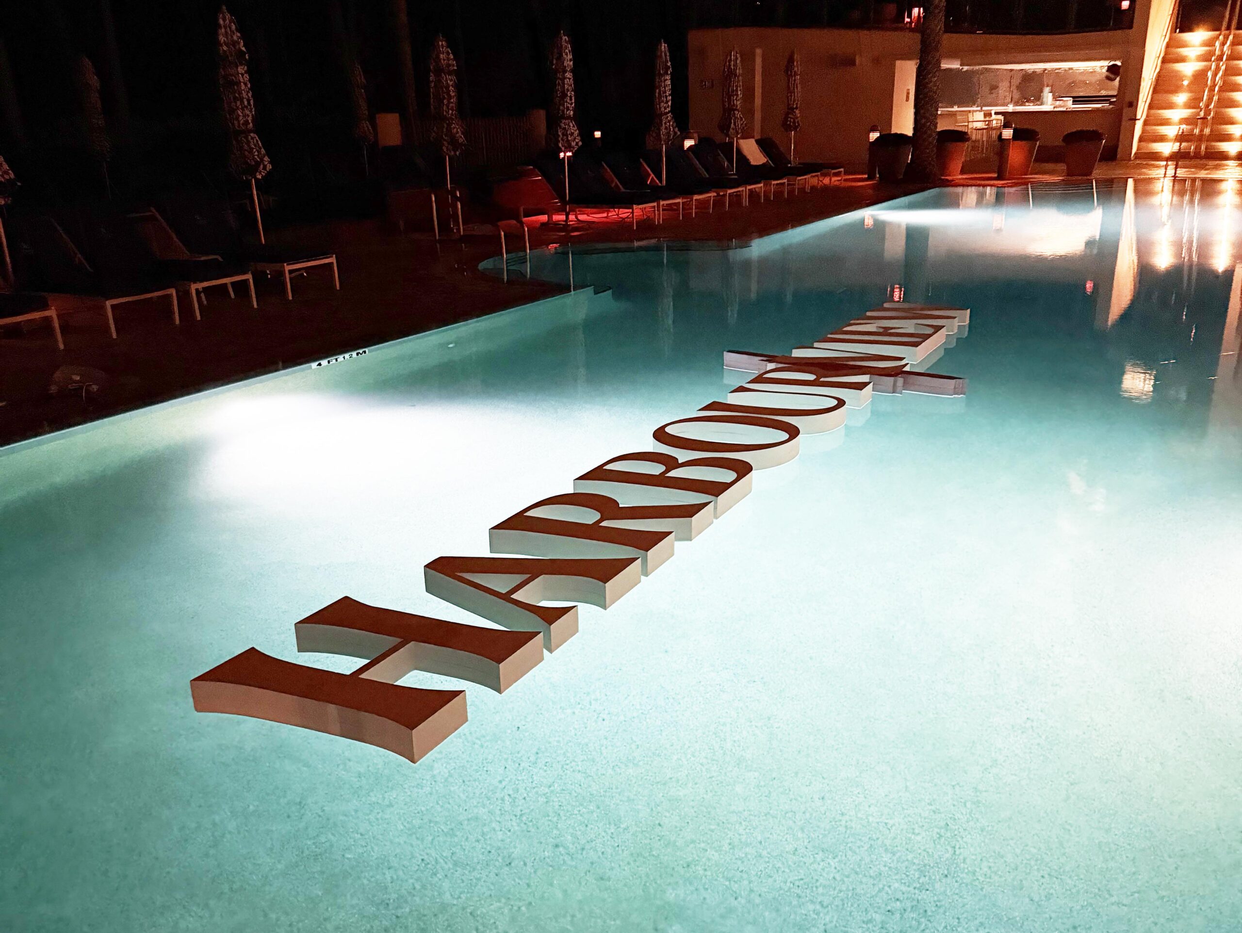 Custom Floating Pool Letters | Harbourview Miami Beach Event Custom Floating Pool Letters