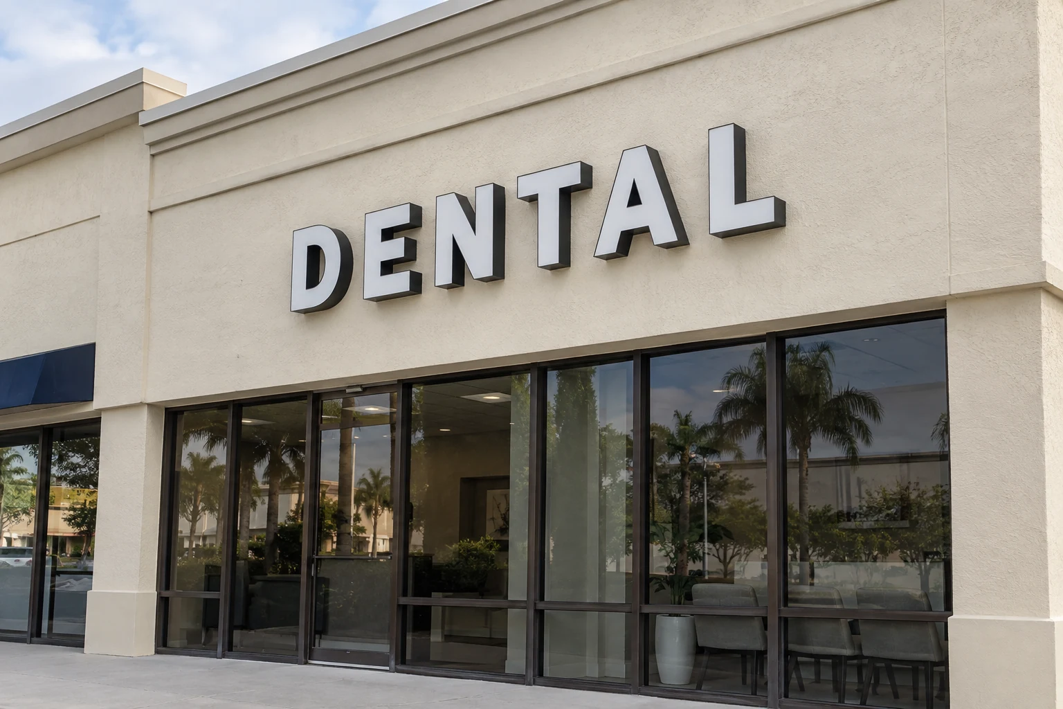 Individual White Channel Letters Mounted Above A Storefront.